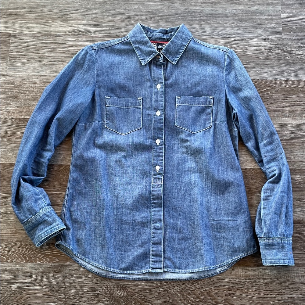 Tommy Hilfiger Denim Shirt Women's Small Long Sleeve With Front Pockets